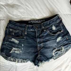 American Eagle Outfitters Ripped Jean Shorts - Navy